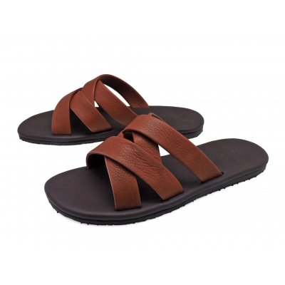 Men Sandals SKT-46 Brown Chamois Leather